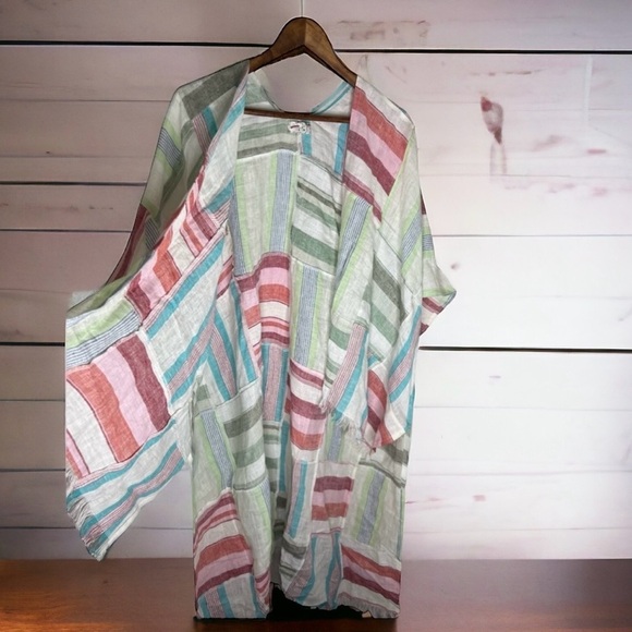 NWOT Free People 100% Linen Sail Away Kimono One Size - Picture 5 of 13
